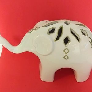 Modern Ceramic White Elephant Sunflower cut out on top